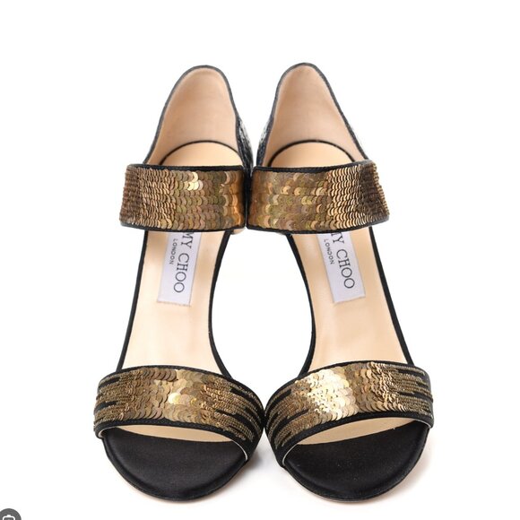 Jimmy Choo  Sequins Elaphe Degrade Tallow Ankle Heels - Picture 1 of 4